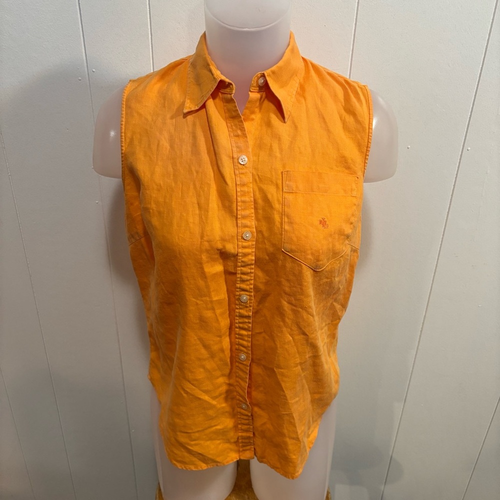 Ralph Lauren Orange Sleeveless Button-Down Shirt